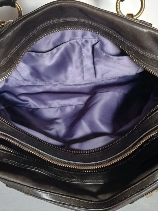 Coach Hampton Leather Lindsey satchel hang bag mahogany brown gold hardware - Picture 13 of 16